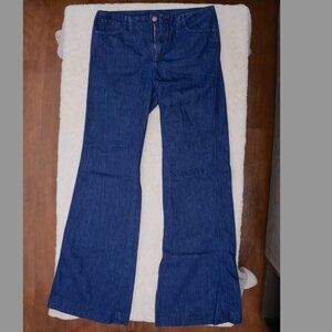 Vintage 70s Bright Blue Flare Seamless Jeans
